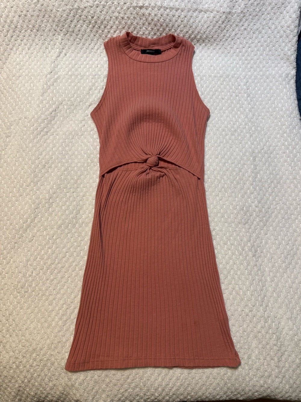 Forever 21 Ribbed Knot Front Sleeveless Midi Dress - Dusty Rose